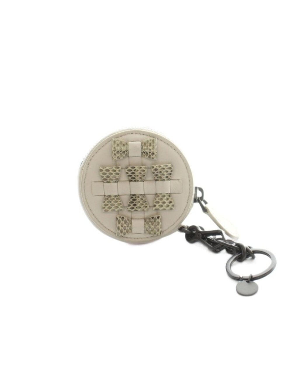 Bottega Veneta Intrecciato Ribbon Coin Purse Wallet Leather Light Greige